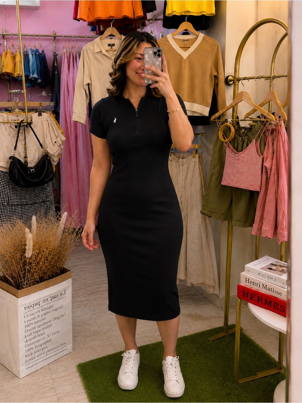 #53: NWT Black Ribbed Midi Dress